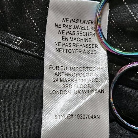 Current Air Top Womens L Black LS V-Neck Shimmery Seersucker Back Anthropology - Picture 11 of 16